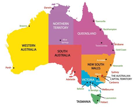 Stati, territori e principali città dell'Australia